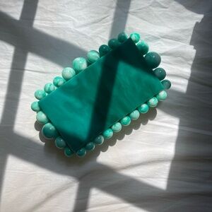 Green Acrylic Clutch with Metal Strap